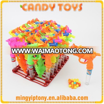 Funny plastic colorful candy toy, revolver gun toy with candy in bulk