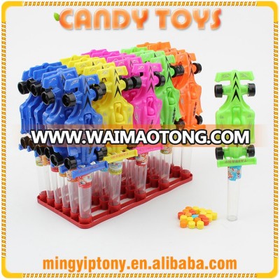 High quality low price race car plastic candy with toy for children