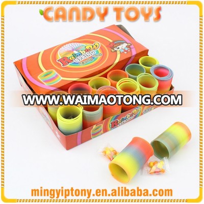 China promotion simple design plastic candy toys with rainbow ring